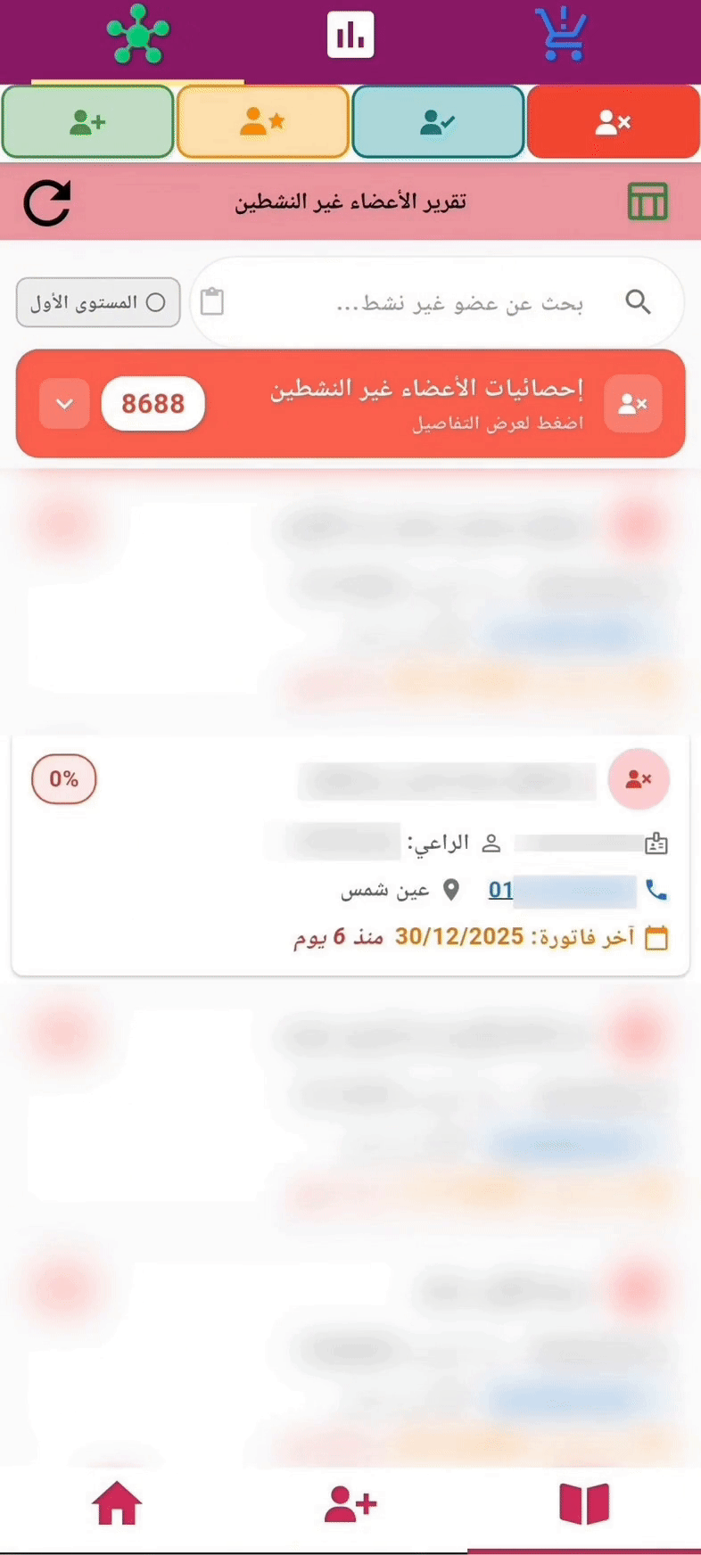 تقرير الأعضاء غير النشطين